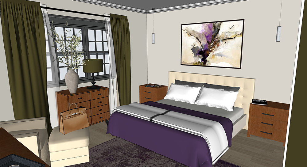 312 Emerson St. Bedroom Perspective Render in SketchUp 1000x545