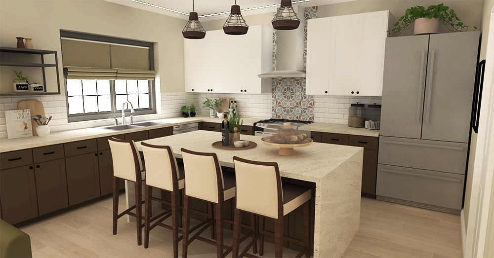 312 Emerson St. Kitchen Perspective Render in SketchUp 1000x523