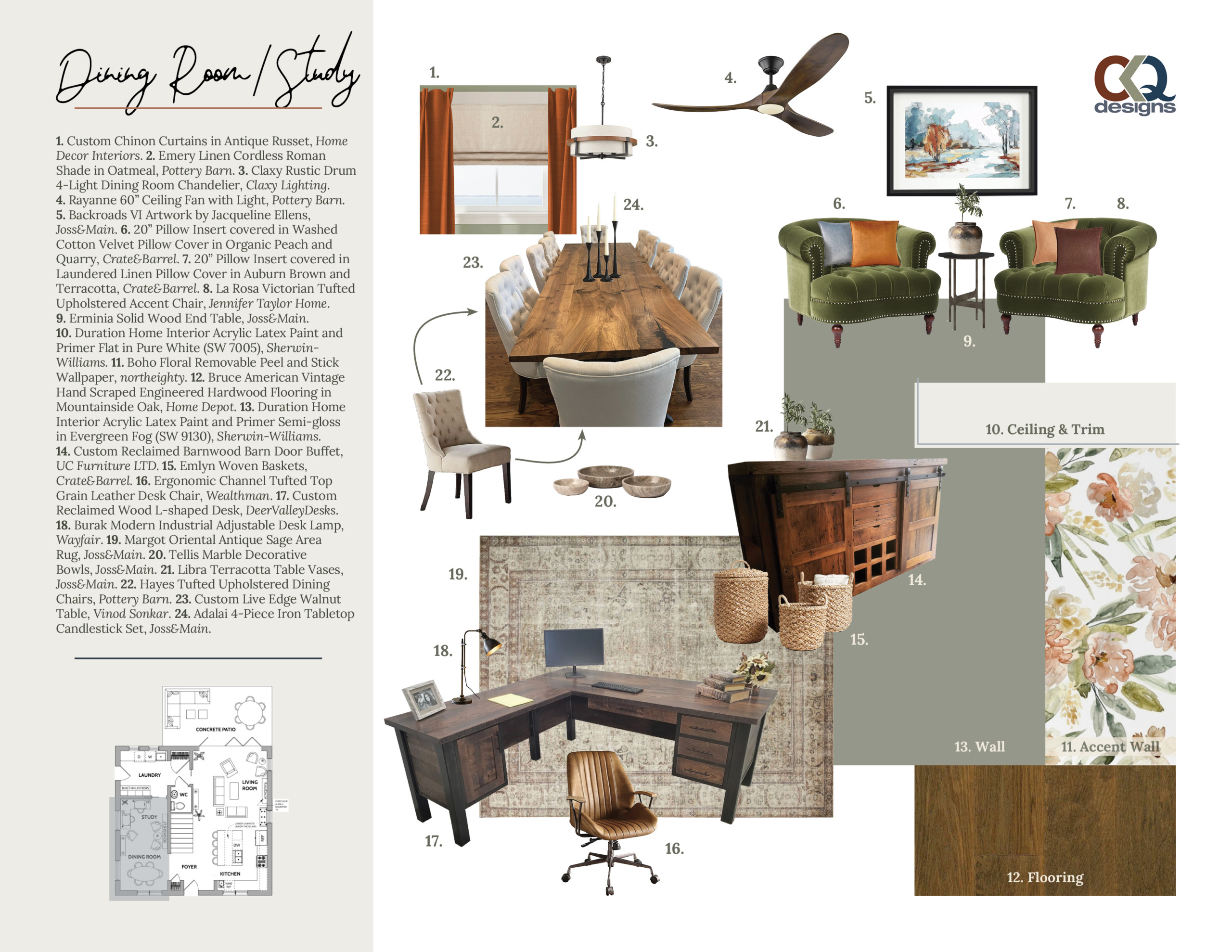 Mason Dining Room Study Sample Board