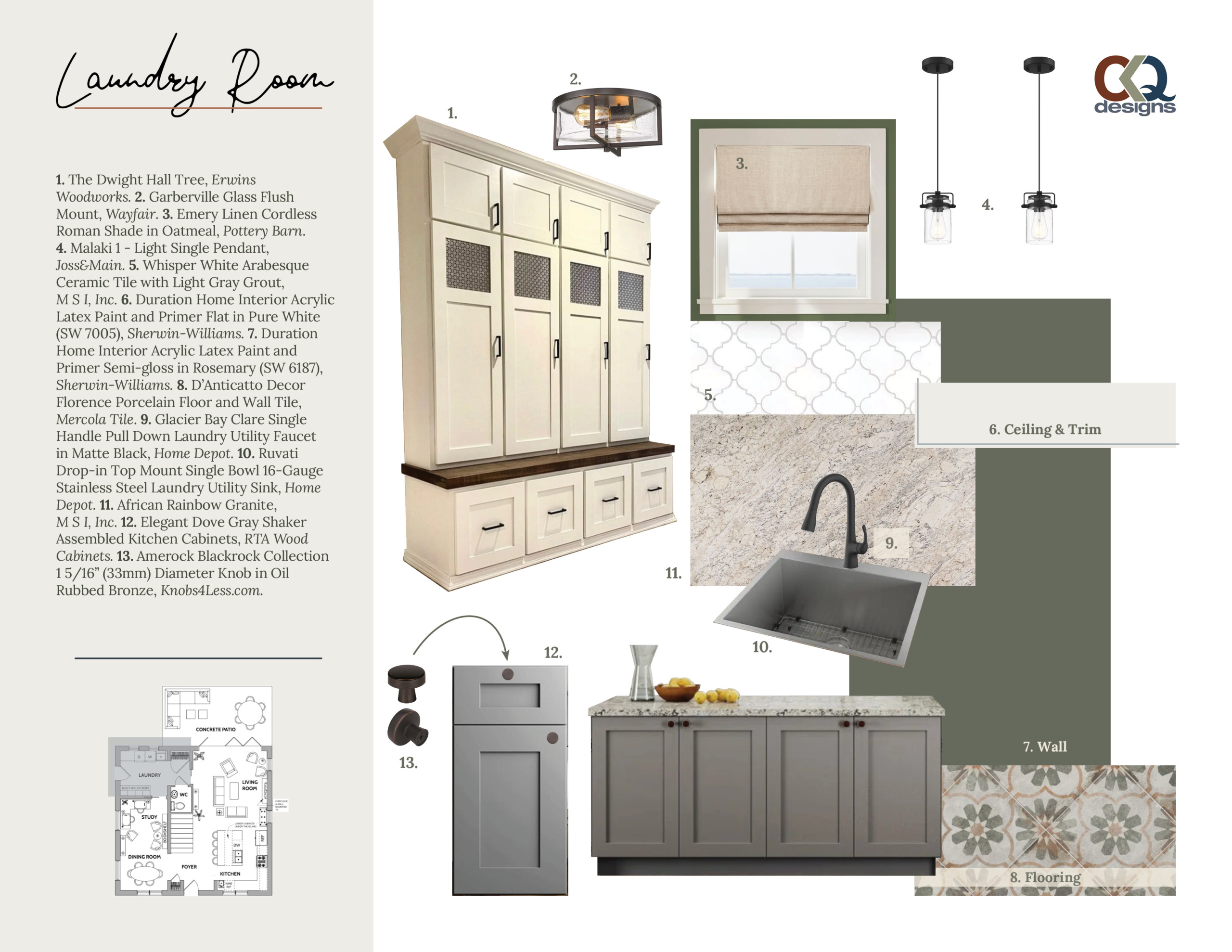 Mason Laundry Room Sample Board