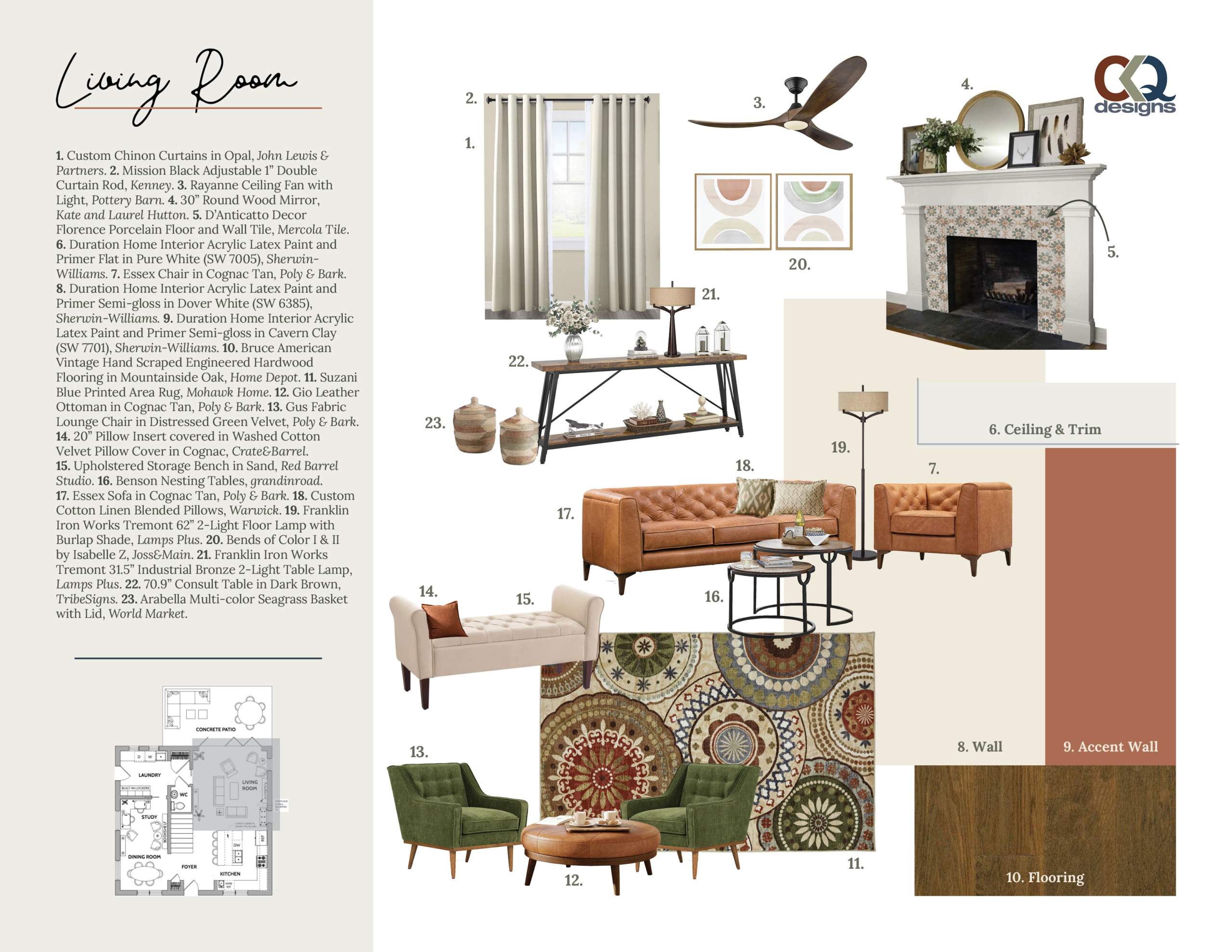 Mason Living Room Sample Board