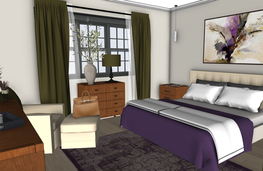 Bedroom facing front of house with large window