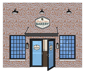 Baby Cake's Bakery store front elevation