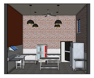 Baby Cake's Bakery kitchen facing North