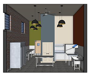 Baby Cake's Bakery kitchen facing South