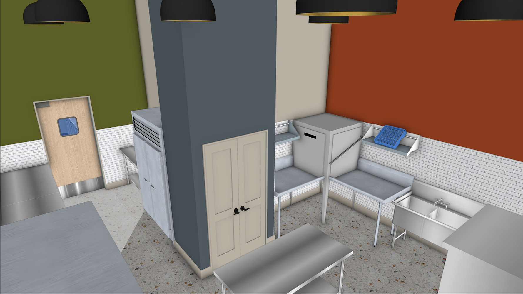 Baby Cake's Bakery kitchen from above near the back door