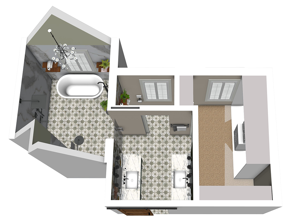 Master Bath 3D facing North
