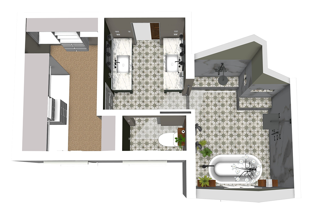 Master Bath 3D facing South