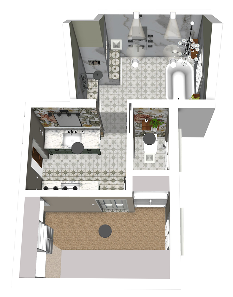Master Bath 3D facing West