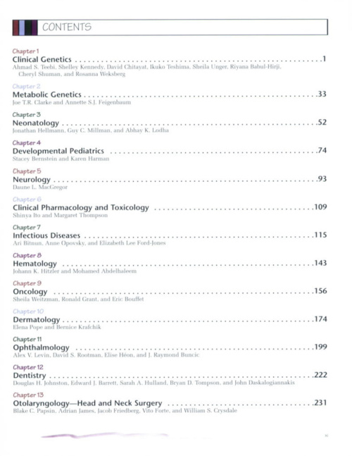Atlas of Pediatrics table of contents